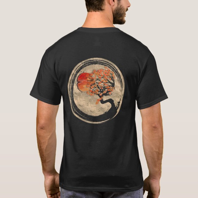 Camiseta Bonsai Zen Budista Enso Círculo Árbol En Japonés (Reverso)