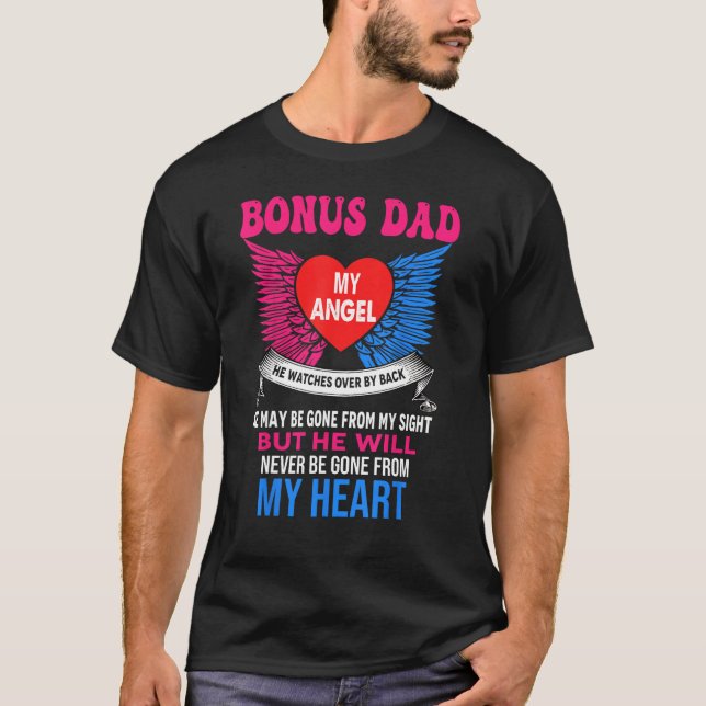 Camiseta Bonus Dad My Angel He Watches Over My Back He May  (Anverso)