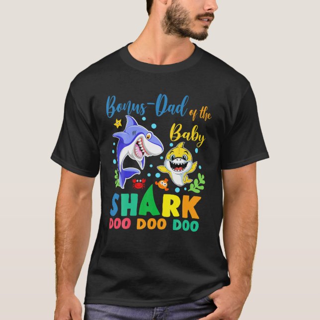 Camiseta Bonus-Dad Of Birthday Boy Shark Blue Yellow Do (Anverso)