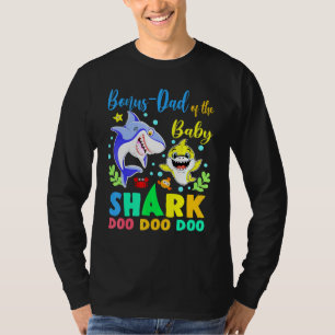 Camiseta Bonus Dad Of Birthday Boy Shark Blue Yellow Do