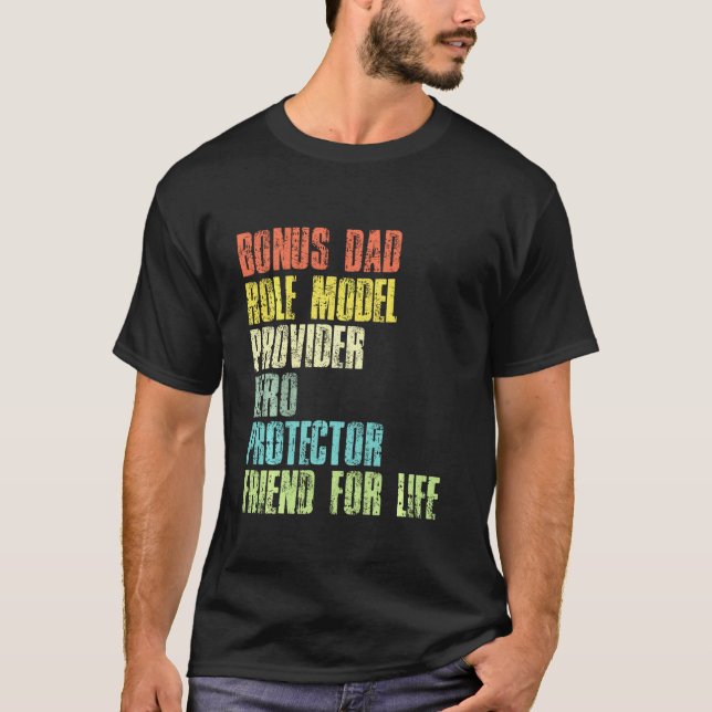 Camiseta Bonus Daddy Fathers Day Step Dad Husband Protector (Anverso)