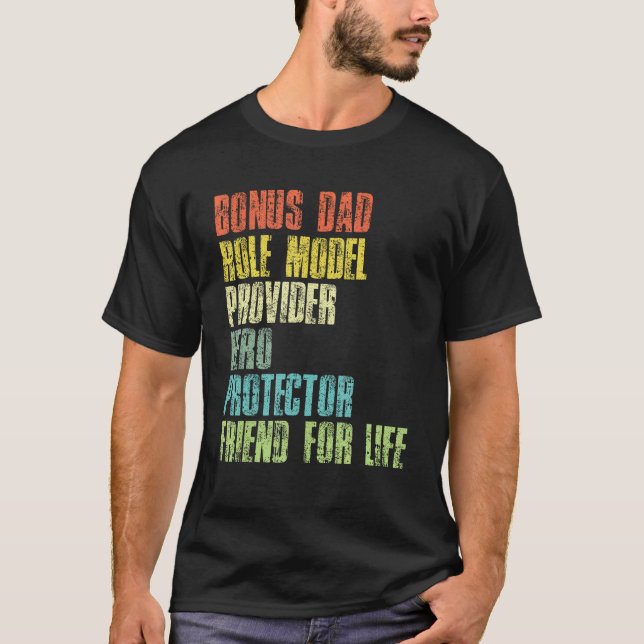 Camiseta Bonus Daddy Fathers Day Step Dad Husband Protector (Anverso)