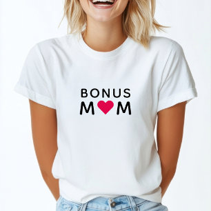 Camiseta Bonus Mom   Moderno Día de la Madre Corazón Rosa
