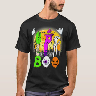 Camiseta Boo American Rótulo Language ASL Costo de Hallowee