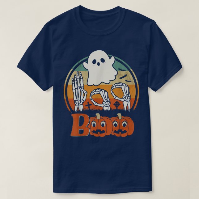 Camiseta BOO ASL Hands American Sign Language Ghost Hallowe (Diseño del anverso)