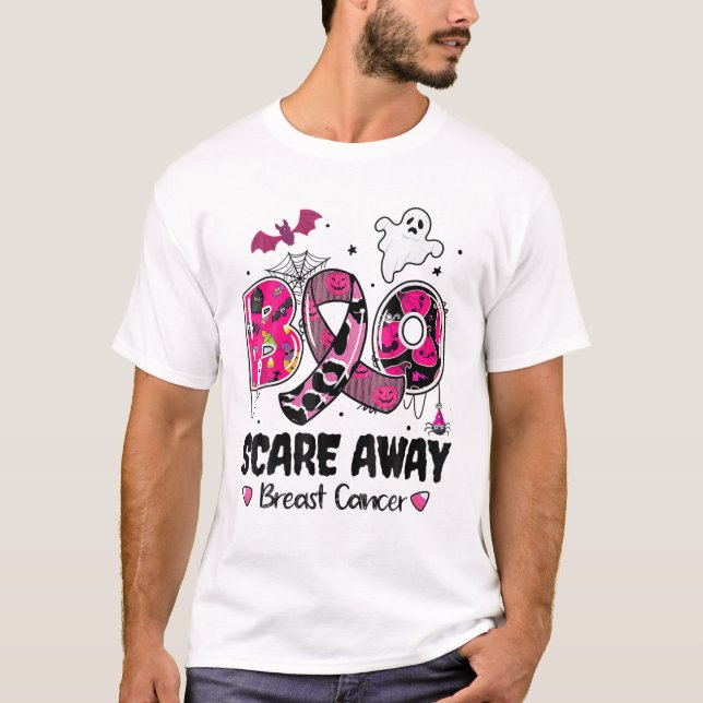 Camiseta Boo Asustar Cáncer de Mama Guerrero Cinta Rosa H (Anverso)