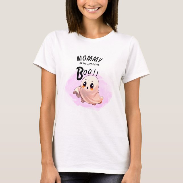 Camiseta Boo Baby Shower Halloween Fiesta con tema rosa (Anverso)