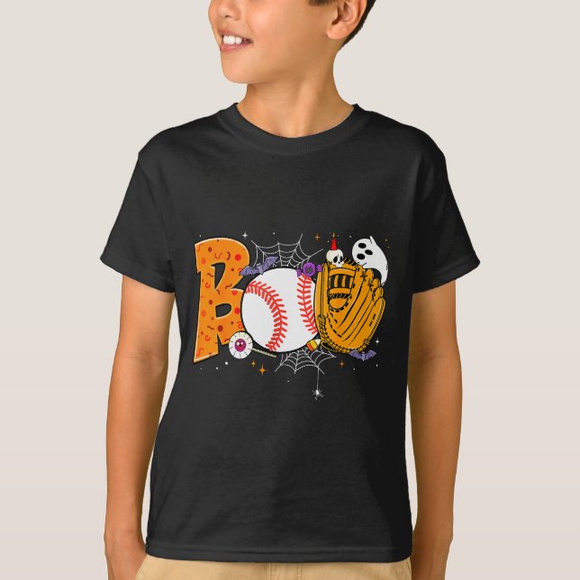 Camiseta Boo Baseball Player Catcher Tcher Funny Halloween  (Anverso)