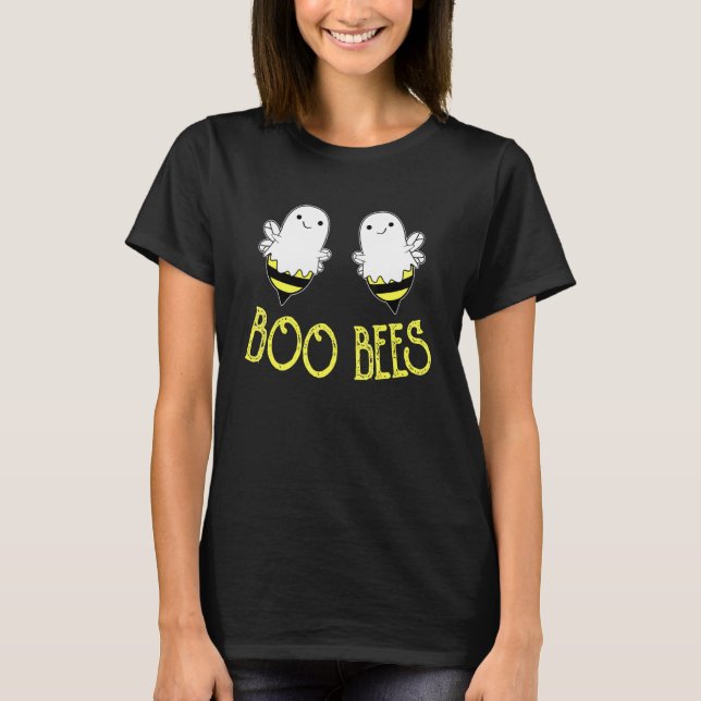 Camiseta Boo Bees Graciosa Cute Pareja Halloween Disfraces  (Anverso)