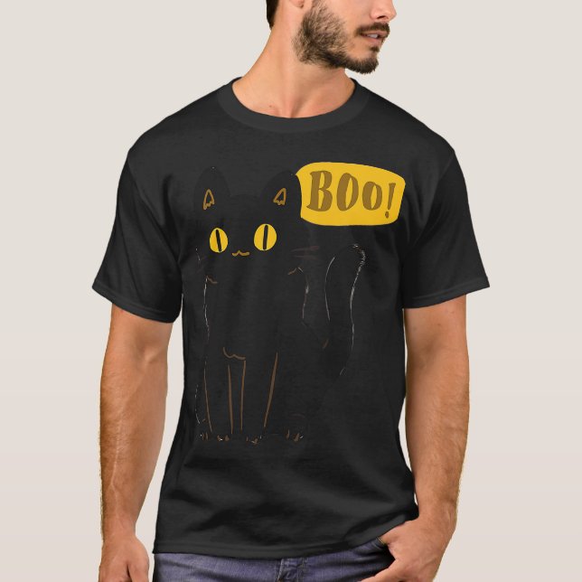 Camiseta Boo Black Cat Halloween Funny Cat Lovers Gifts Men (Anverso)