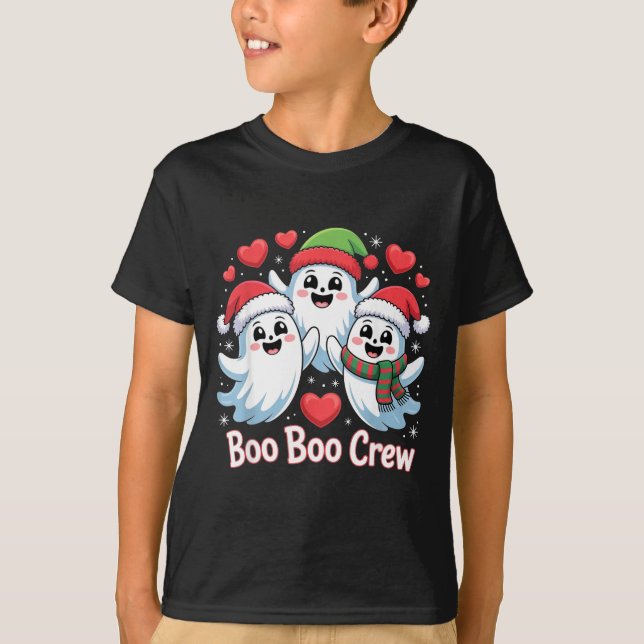 Camiseta Boo-boo Crew Christmas Ghost Santa Hat Halloween H (Anverso)