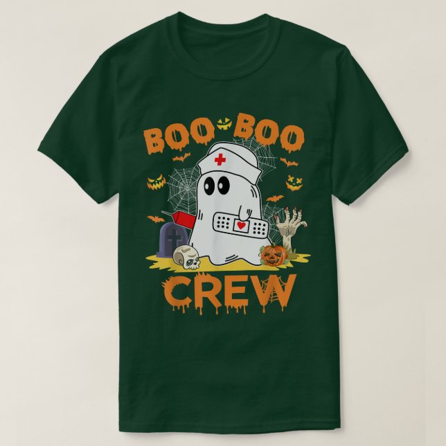 Camiseta Boo Boo Crew Enfermera Divertidas Fantasma Hallowe (Diseño del anverso)