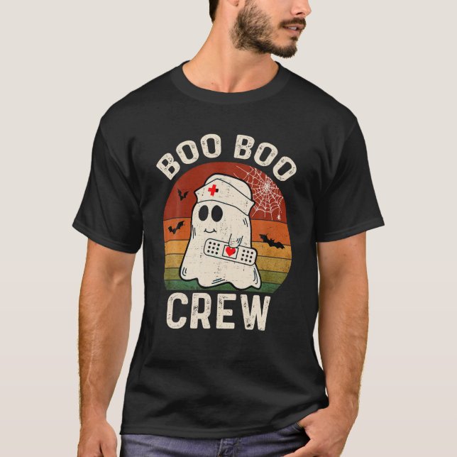 Camiseta Boo Boo Crew Enfermera Divertidas Fantasma Hallowe (Anverso)