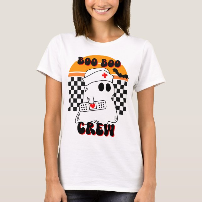 Camiseta Boo Boo Crew Funny Enfermera Fantasma Halloween (Anverso)