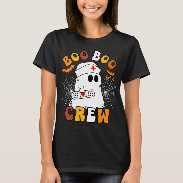 Camiseta Boo Boo Crew Funny Groovy Enfermera Fantasma Hallo (Anverso)