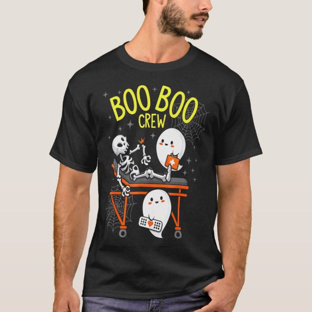 Camiseta Boo Boo Crew Ghost Skeleton Enfermera divertida Ha (Anverso)