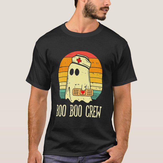 Camiseta Boo Boo Crew Nurse Ghost Funny Halloween Costume_1 (Anverso)