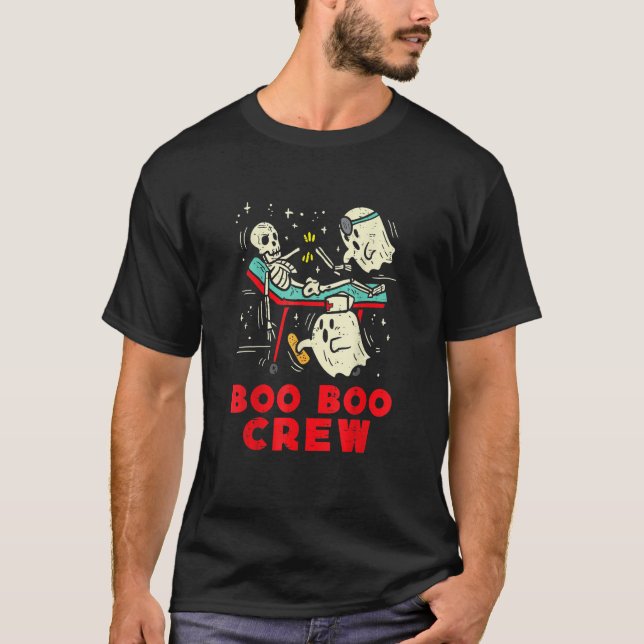 Camiseta Boo Boo Crew Nurse Ghost & Skeleton  Halloween (Anverso)
