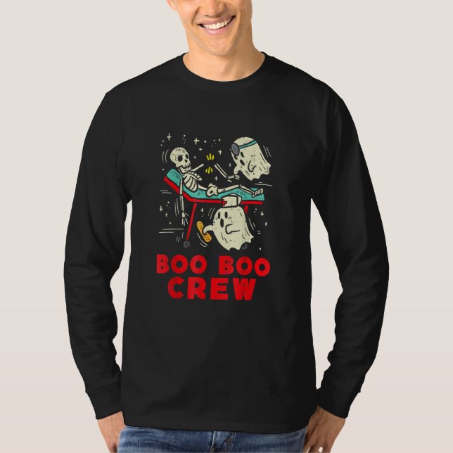 Camiseta Boo Boo Crew Nurse Ghost & Skeleton  Halloween (Anverso)