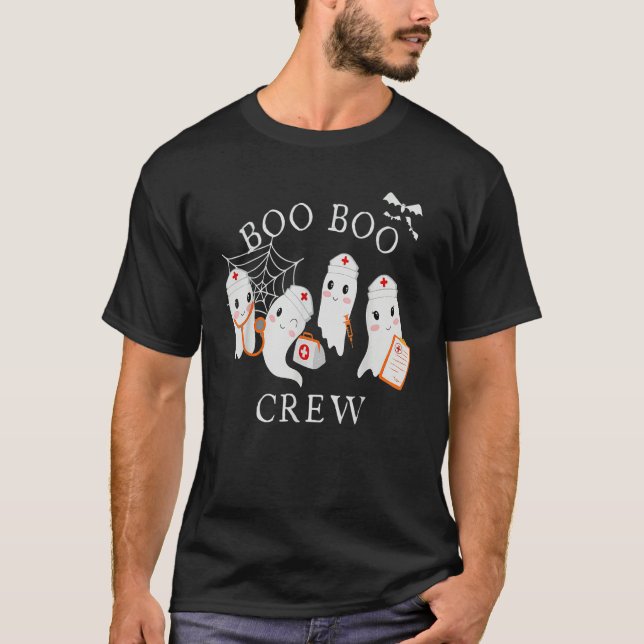 Camiseta Boo Boo Crew  Nurse Halloween Cute Ghost Costume (Anverso)