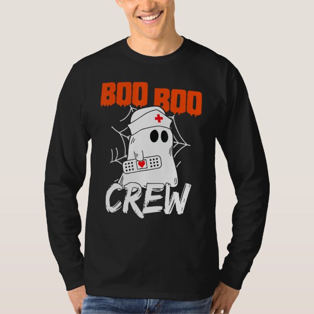 Camiseta Boo Boo Crew Nurse Scary Halloween Costume Ghost (Anverso)