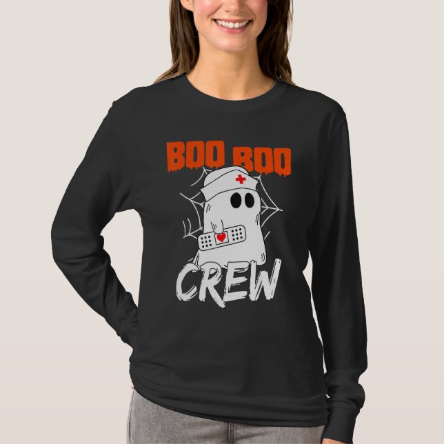 Camiseta Boo Boo Crew Nurse Scary Halloween Costume Ghost (Anverso)