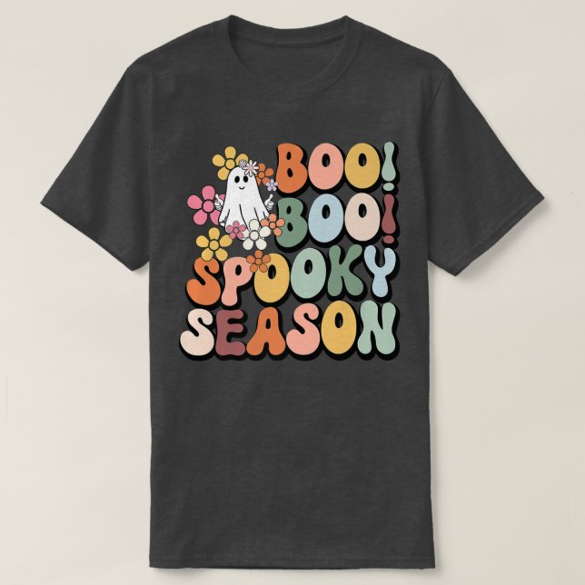 Camiseta Boo Boo Spooky SeasonGroovy Hippie Halloween 245 (Diseño del anverso)
