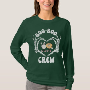 Camiseta Boo-boo tripulación esqueleto forma corazón mano f