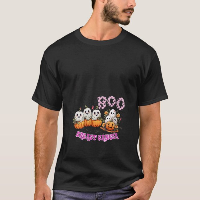 Camiseta Boo Calabaza Cinta rosa Graciosa Cáncer de Mama Ha (Anverso)