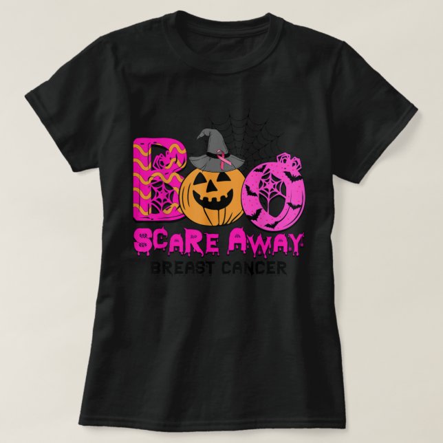 Camiseta Boo Cáncer de Mama Cinta Rosa Divertida Bomba Hall (Diseño del anverso)
