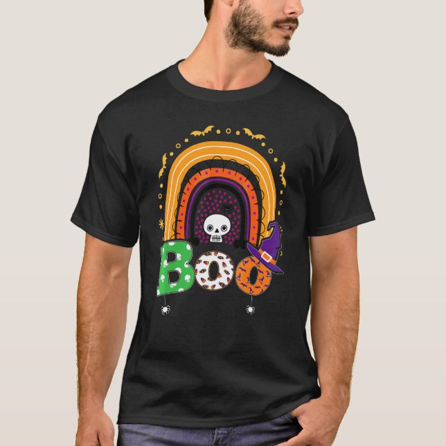Camiseta Boo Con Arañas Y Sombrero De Bruja Halloween Arcoí (Anverso)