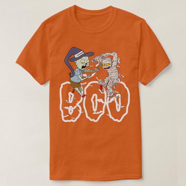Camiseta Boo con Gorra de brujas zombi, arañas y murciélago (Diseño del anverso)