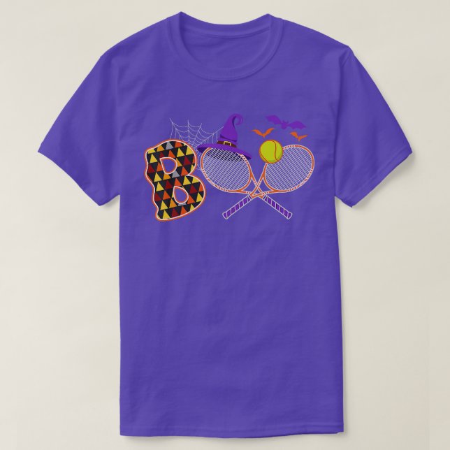 Camiseta Boo Creepe Tennis Halloween Calabaza de tenis (Diseño del anverso)