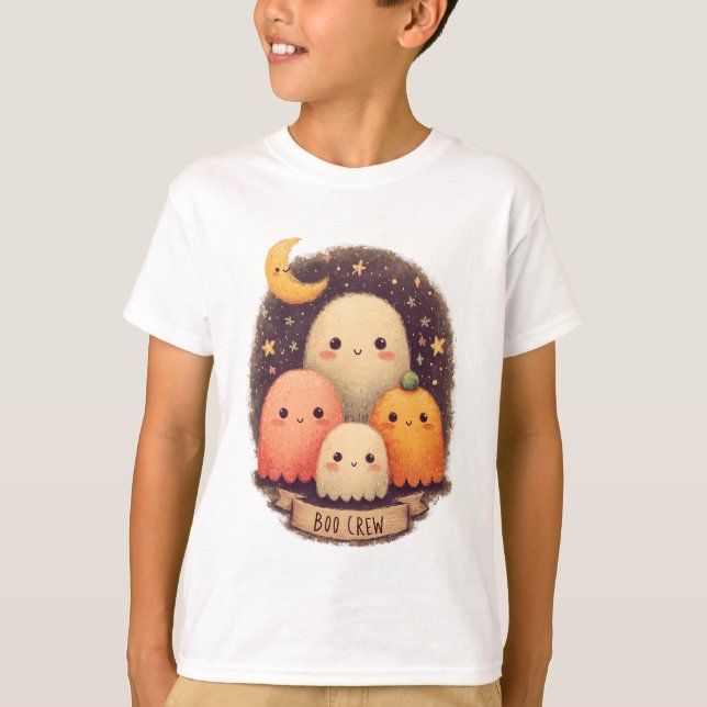 Camiseta Boo Crew Cute Ghost Family Halloween T-Shirt (Anverso)