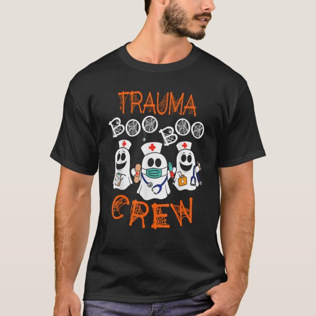 Camiseta Boo Crew Funny Nursing Ghost Women Trauma Nurse Ha (Anverso)