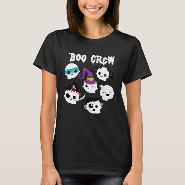 Camiseta BOO CREW  Halloween Cute Ghosts Costume Girls Boys (Anverso)