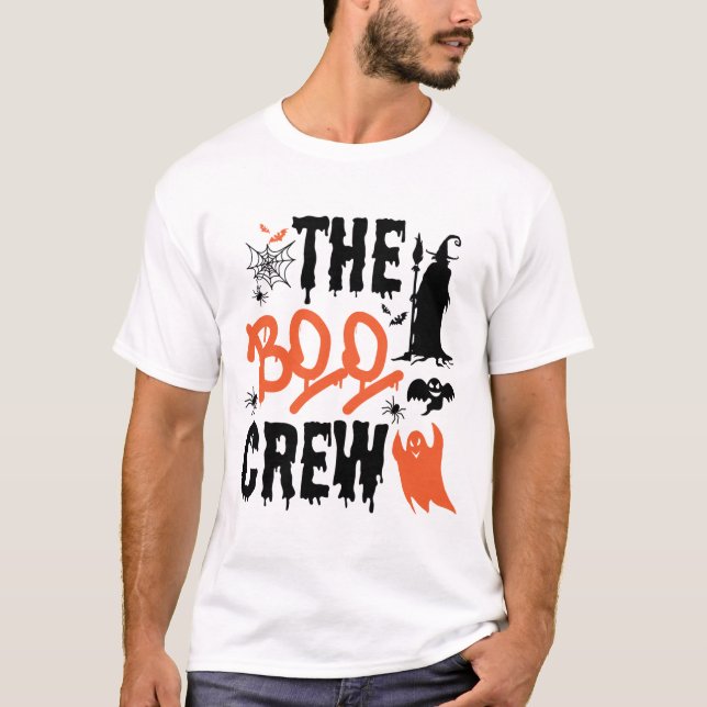 Camiseta Boo Crew Naranja Tee - Disfraz de Halloween de fam (Anverso)