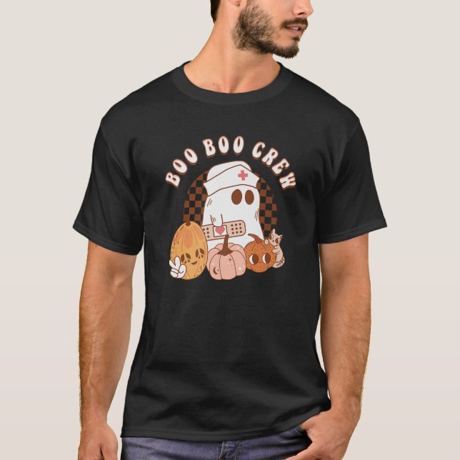 Camiseta Boo Crew Nurs Ghost Pumpkins Funny Enfermería Hall (Anverso)