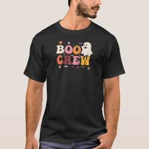 Camiseta Boo Crew Retro Groovy Halloween Disstume Floral Gh