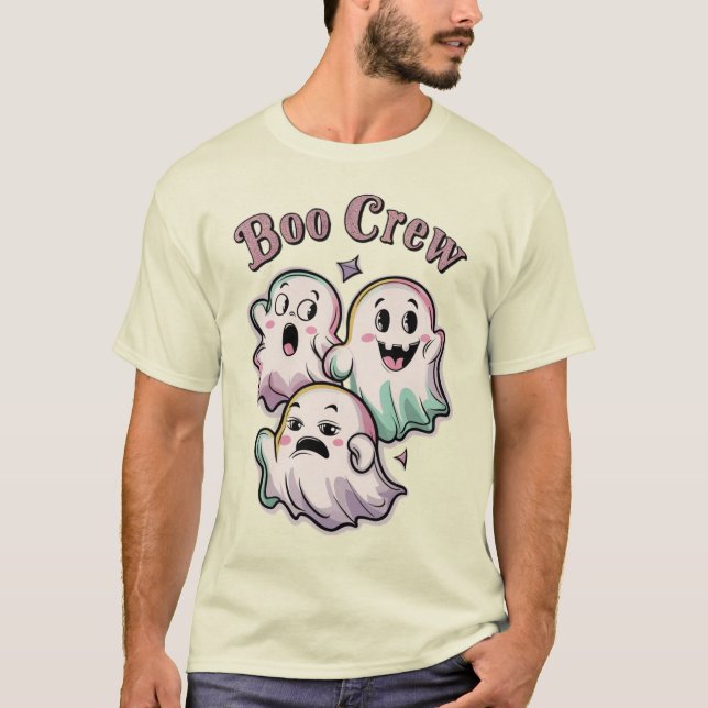 Camiseta Boo Crew - Trio Cute Fantasma Halloween (Anverso)