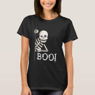 Camiseta Boo Cute Hiding Peekaboo Scary Halloween Skeleton