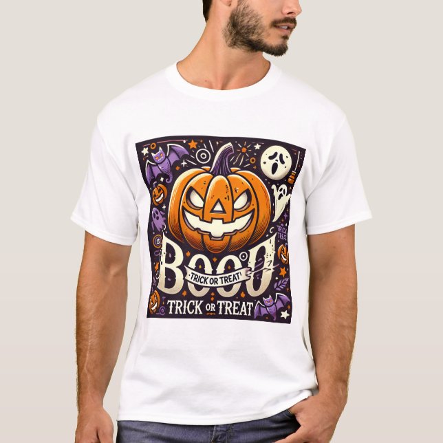 Camiseta ¡Boo de Halloween! Tee de truco o tratamiento (Anverso)