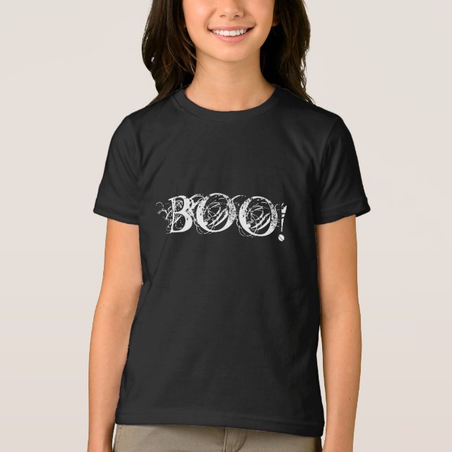 Camiseta Boo en letras interesantes para Halloween (Anverso)