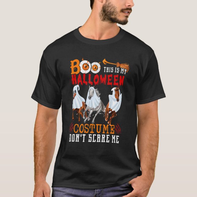 Camiseta Boo Este Es Mi Disfraz De Halloween Tres Caballos (Anverso)