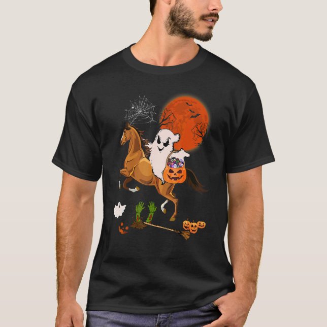 Camiseta Boo Fantasma Caballo Con Candy Basket Scary Pum (Anverso)