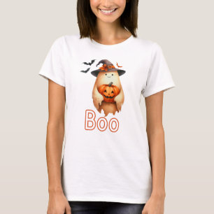 Camiseta Boo Fantasma con murciélago y calabaza