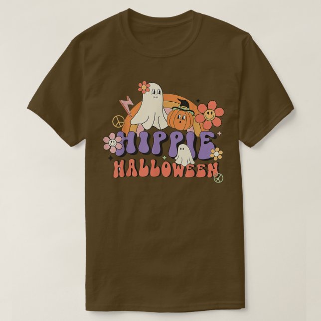 Camiseta Boo fantasma de calabaza 60's 70 Halloween Hippie  (Diseño del anverso)