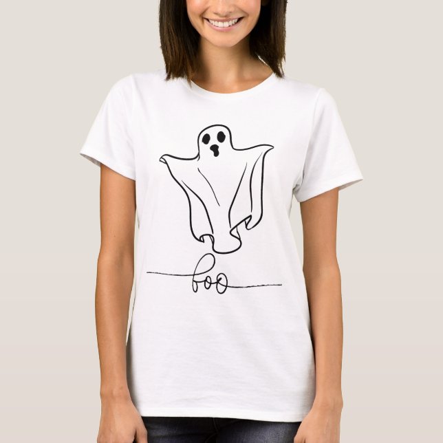 Camiseta Boo fantasma negro y blanco en Halloween Minimalis (Anverso)