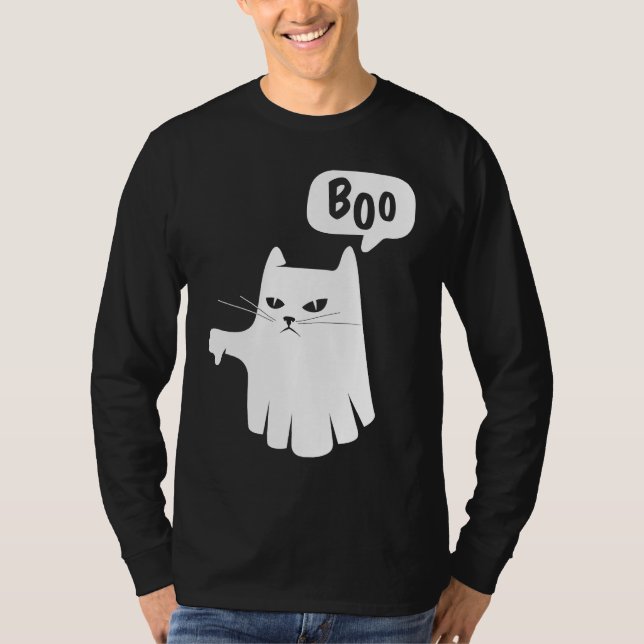 Camiseta Boo Ghost Cat Disapprove Disapproval Halloween 202 (Anverso)