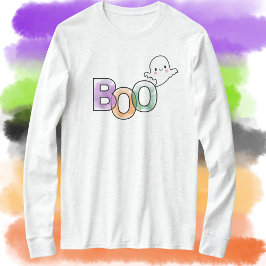 Camiseta Boo Ghost Long Sleeve Fall Halloween Tshirt